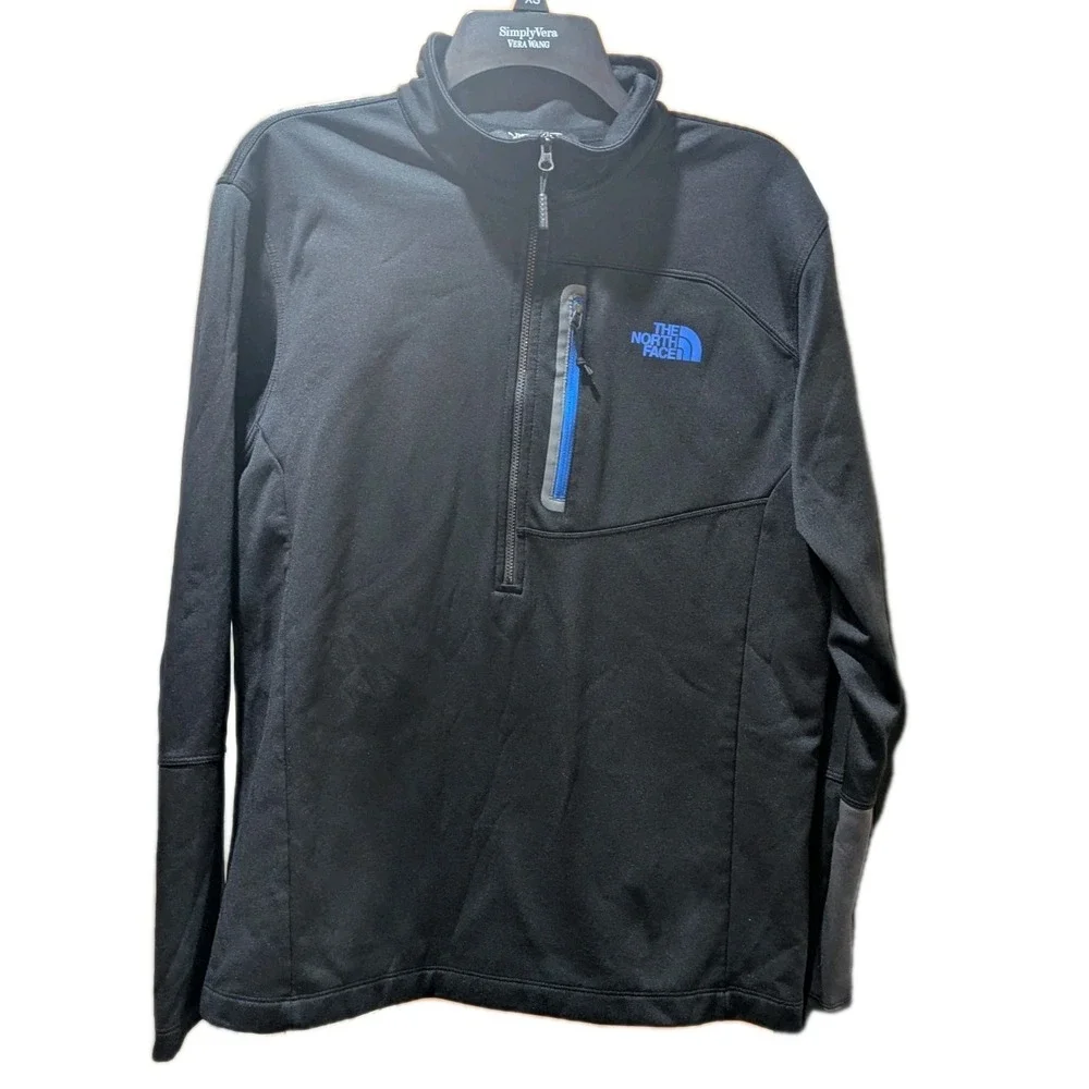 The North Face Canyonlands 1/2 Zip Pullover‎ Jacket Men's Large Black Blue Logo